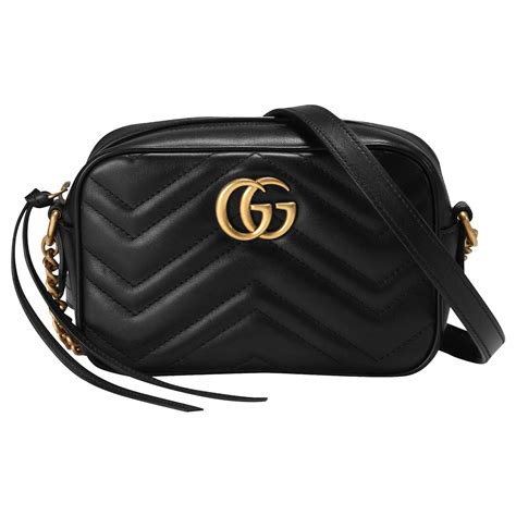 black leather gucci bag with gold chain|gucci marmont mini chain bag.